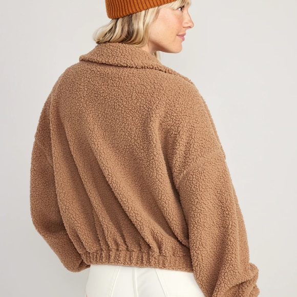 NWT OLD NAVY Oversized Full-Zip Sherpa Pullover Color: Braised Tofu - Picture 2 of 4